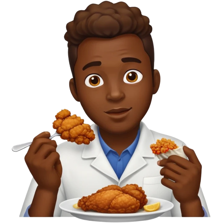 Black man oiled up eating chicken emoji