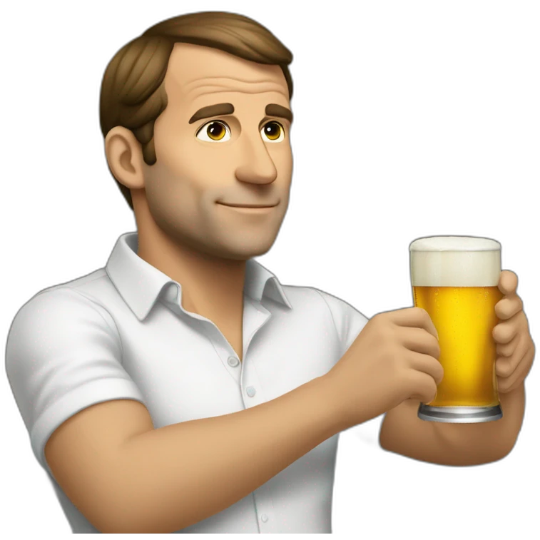 Macron drinking beer emoji