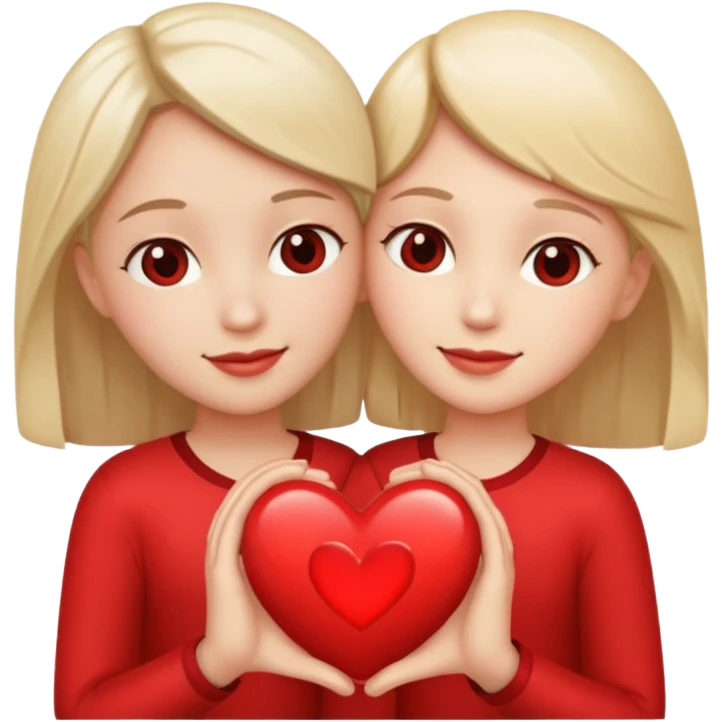two people side by side with a heart emoji