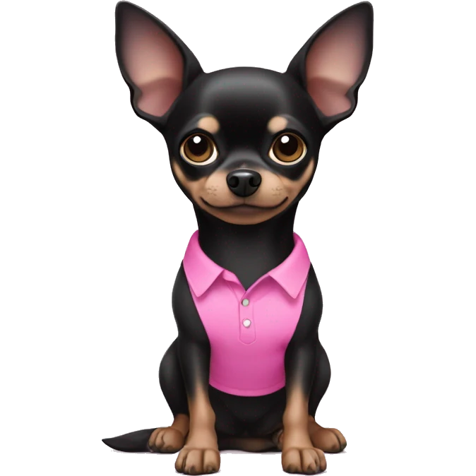Fully black chihuahua in pink shirt emoji