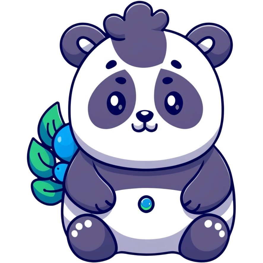 Chubby panda with peacock tail and sparkly eyes emoji
