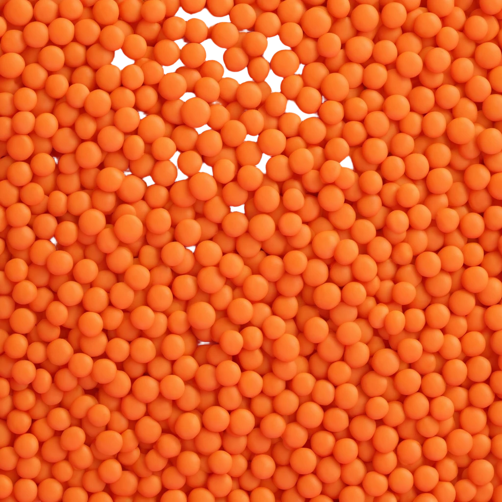 small pile or scatter of dried red lentils, flat lens shape, warm orange to coral color, smooth matte texture, subtle size and tone variation, no bowl or packaging, clean 3D, soft lighting, emoji scale emoji
