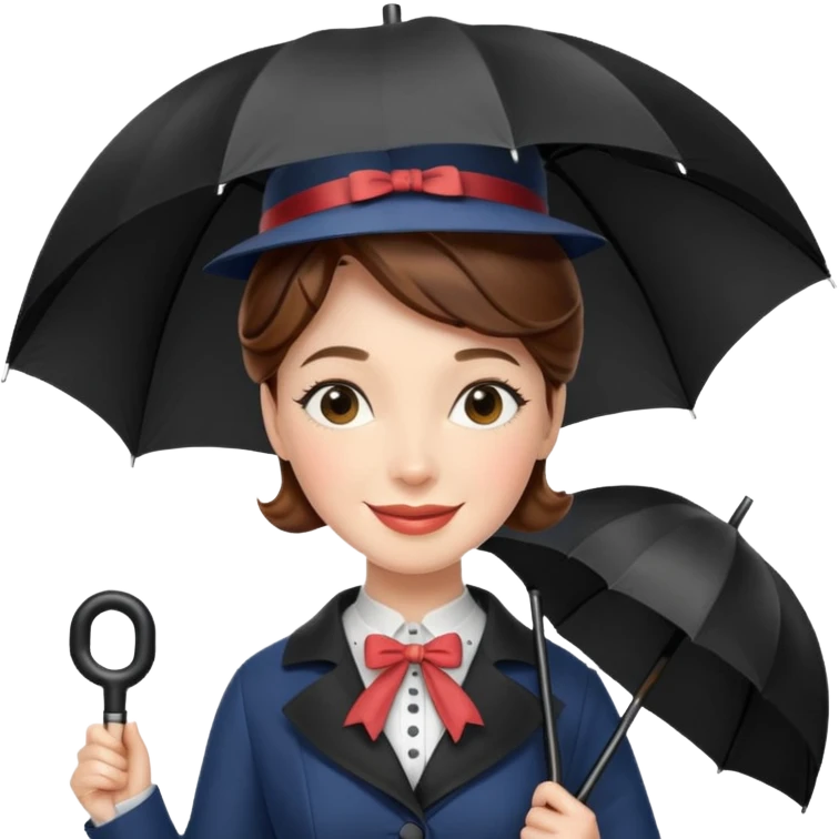 Mary Poppins holds an umbrella in her hand. emoji