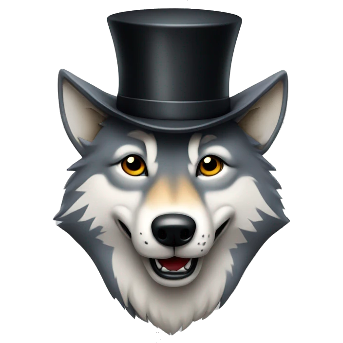 Wolf with top hat emoji