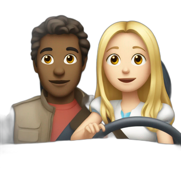 Alice et clément dans la voiture blanche emoji