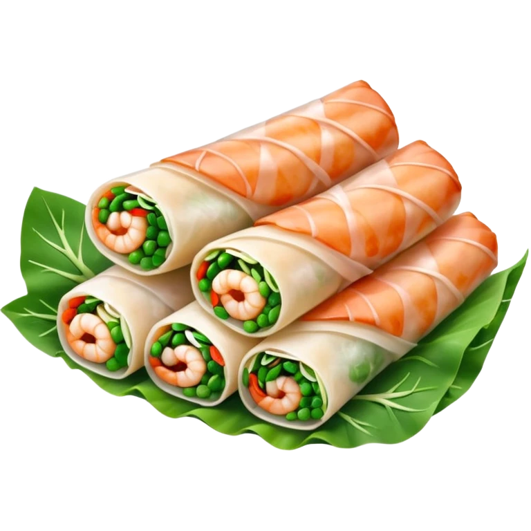 Vietnamese spring roll with a shrimp and green onion emoji