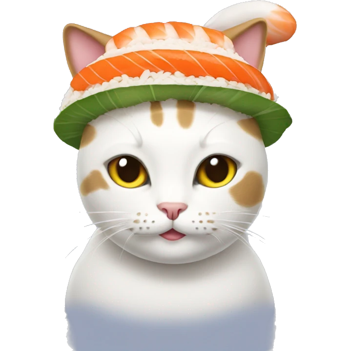 cat wearing sushi as a hat emoji