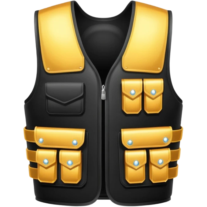 all-black bulletproof vest, sparkling highlights emoji