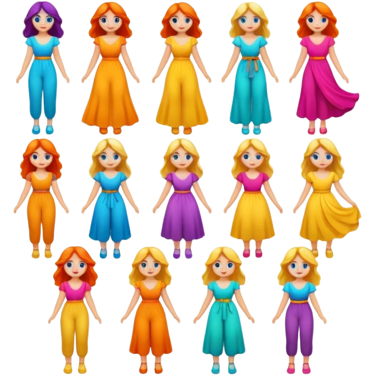 cartoon characters, flowy, fun emoji