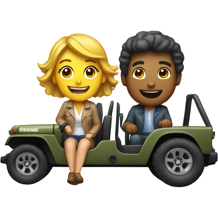 A man and a woman driving a jeep emoji