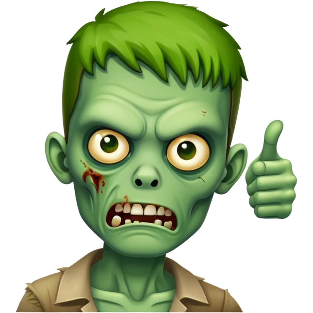 zombie with green skin giving thumbs down emoji