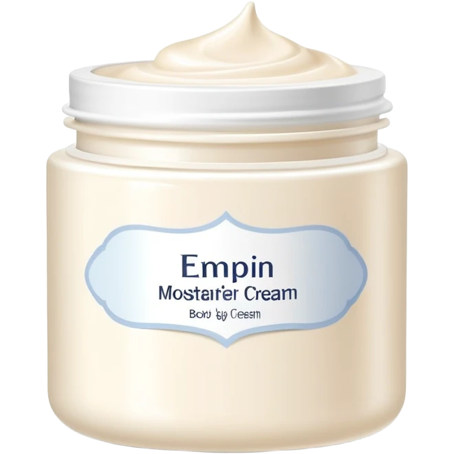 body moisturizer cream pot with label emoji