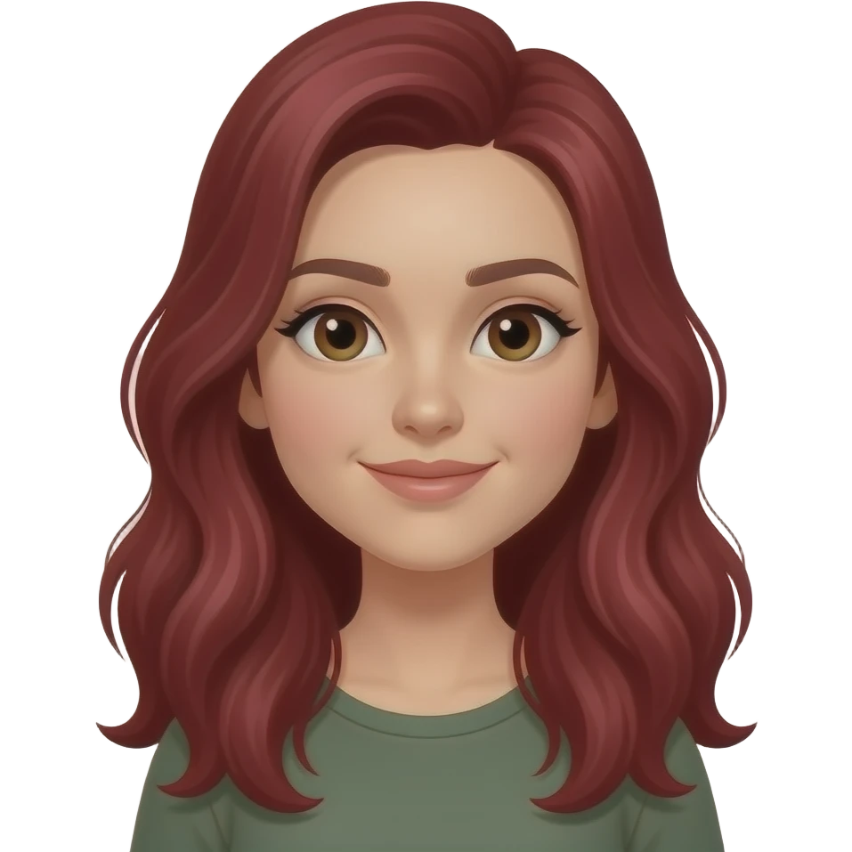 Koyu Kızıl ve uzun saçlıyım evliyim kahveyi cok severim emoji