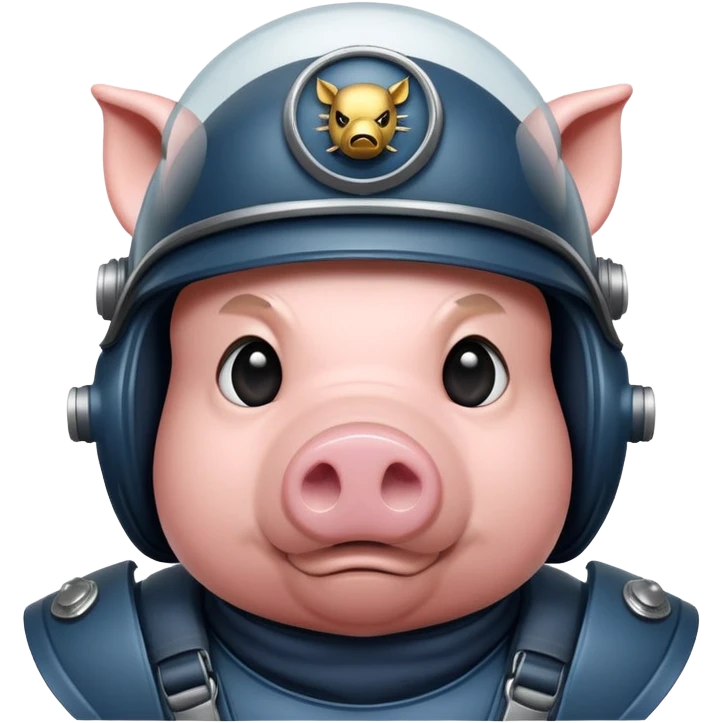pig in Helldiver gear, visor down, ready for battle emoji