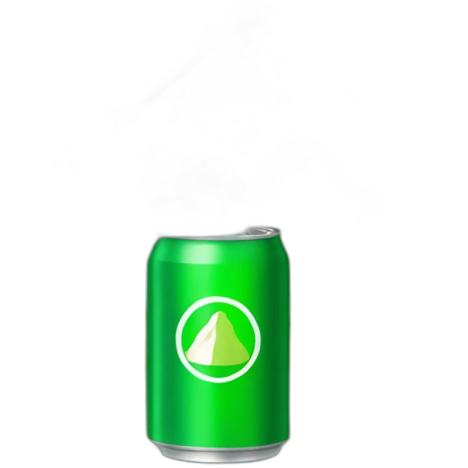 green soda can with a mountain on emoji