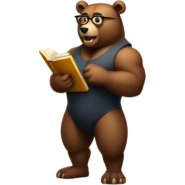 A MUSCLE BEAR TEACHING emoji