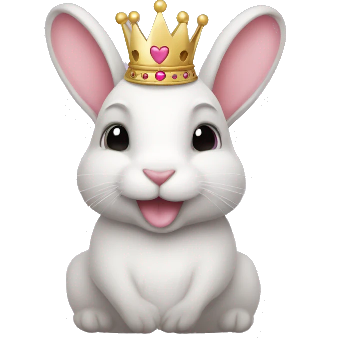 Rabbit with a crown and some small pink heart emoji