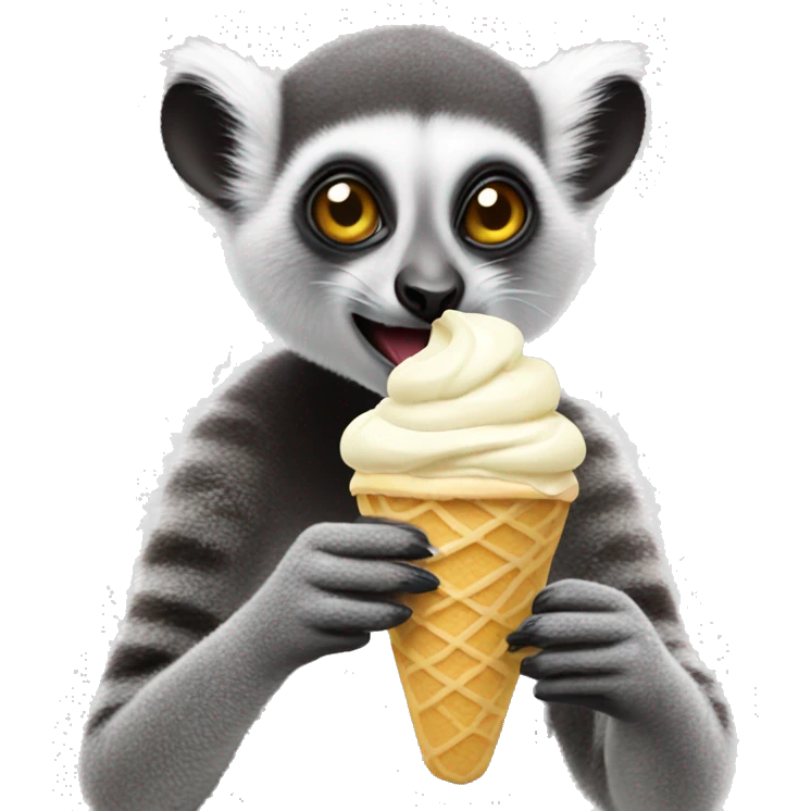 Lemur eating ice cream emoji