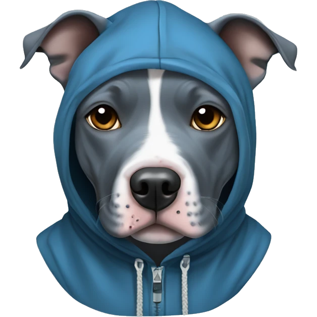 Blue Staffordshire bull terrier with blue eyes and a hoodie  emoji