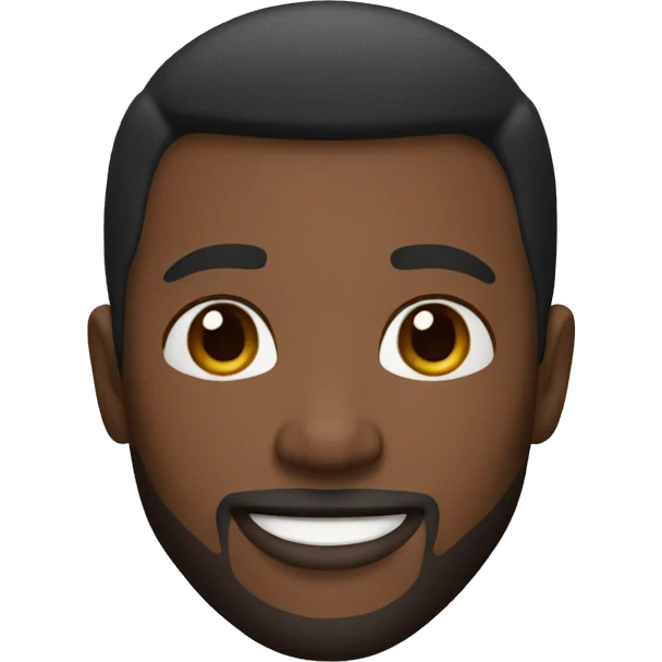 memoji black man with brown eyes, short and beard hair smiling emoji
