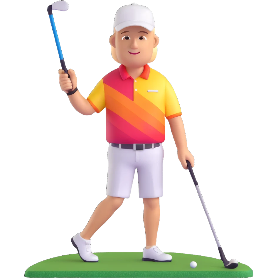 John Daly lookalike figure, colorful golf attire, holding a golf club emoji