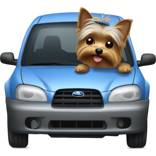 Yorkie driving Subaru emoji