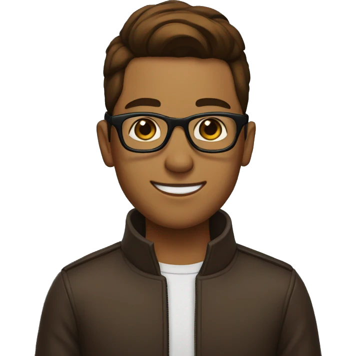 a brown boy with a slick back brown hair with eye glasses emoji