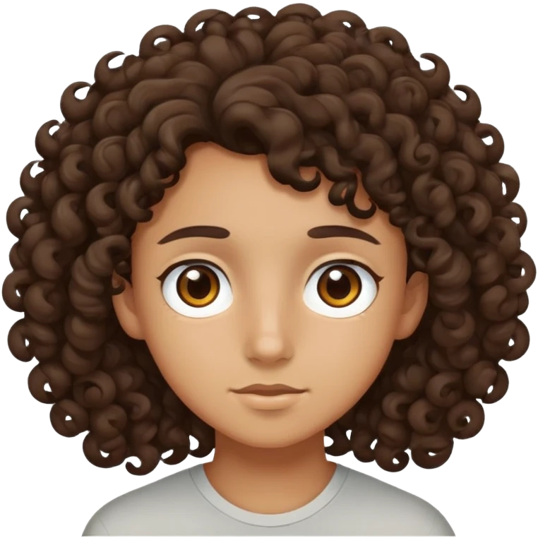 tan teenager with curly dark brown hair emoji