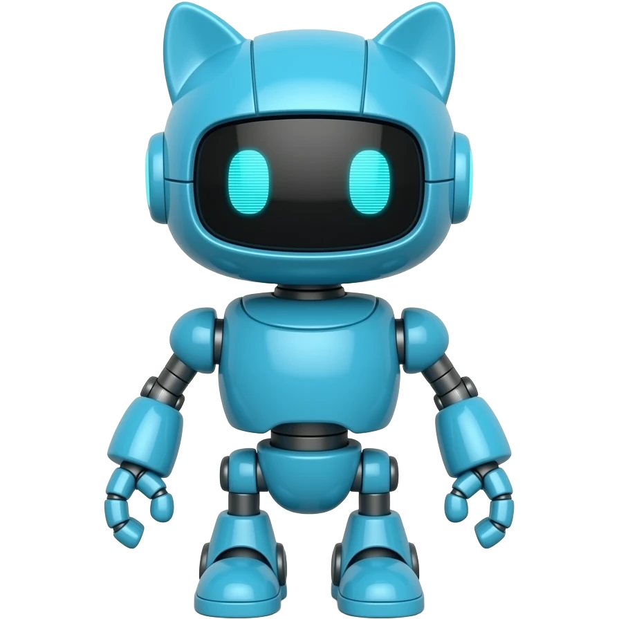 Cat shaped #B8FFFF robot toy emoji