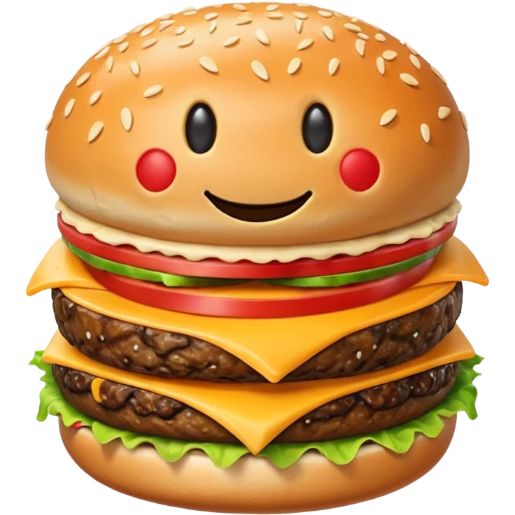 a hamburger with a big smiley face emoji