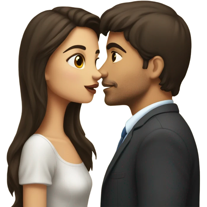 kiss-kiss brunette girl brunette man emoji
