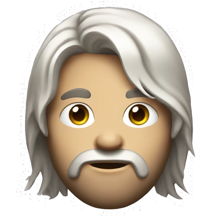 Gamer, long hair, with dirty face, white face emoji