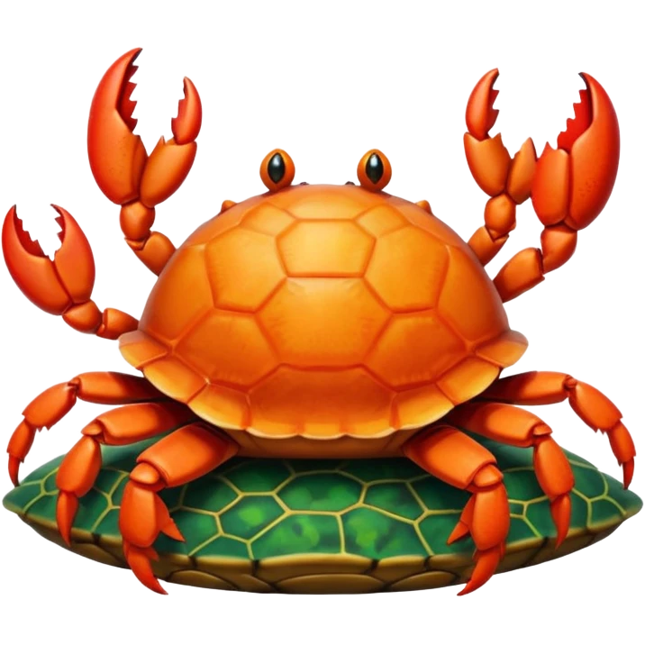 crab sitting on a turtle emoji