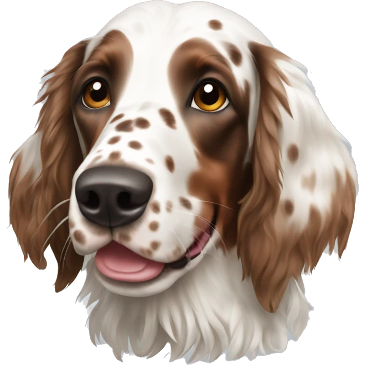 Happy White and Brown english setter  emoji
