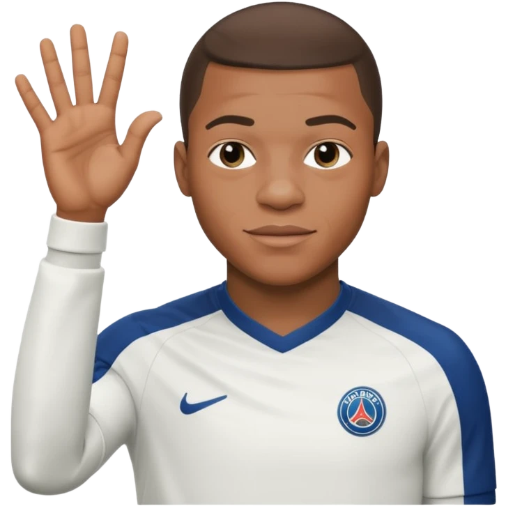 Килиан Мбаппе, делает фирменный жест с руками emoji