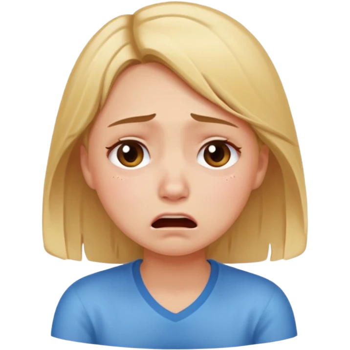 Девушка со светлыми волосами сидит плачет и не может разобраться со своими мыслями  emoji