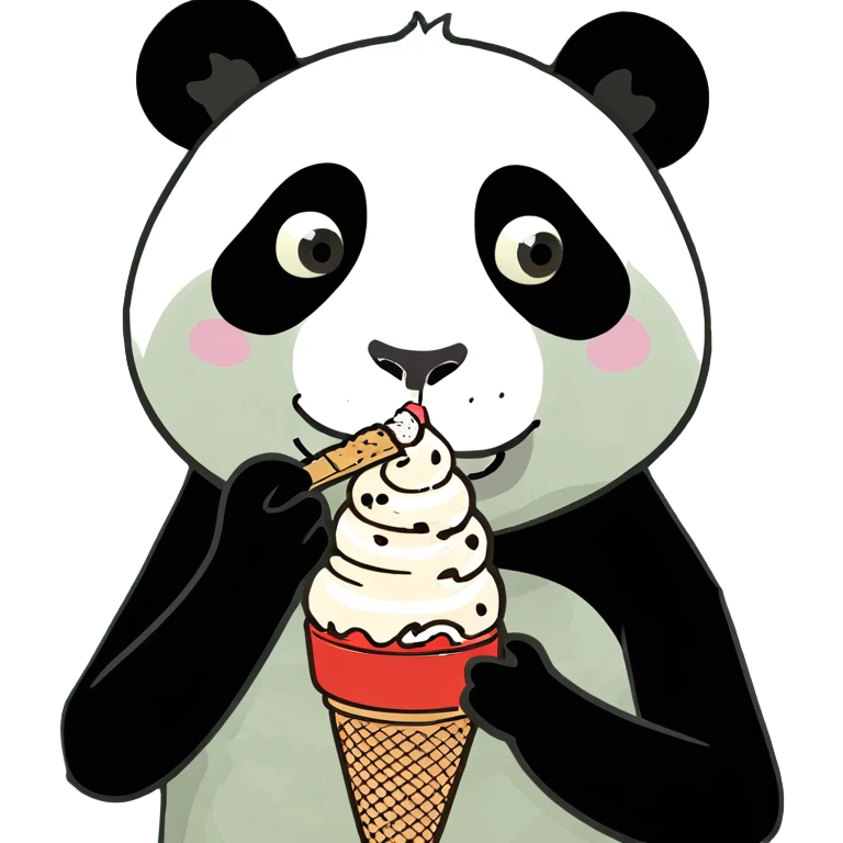 Panda eating ice cream emoji