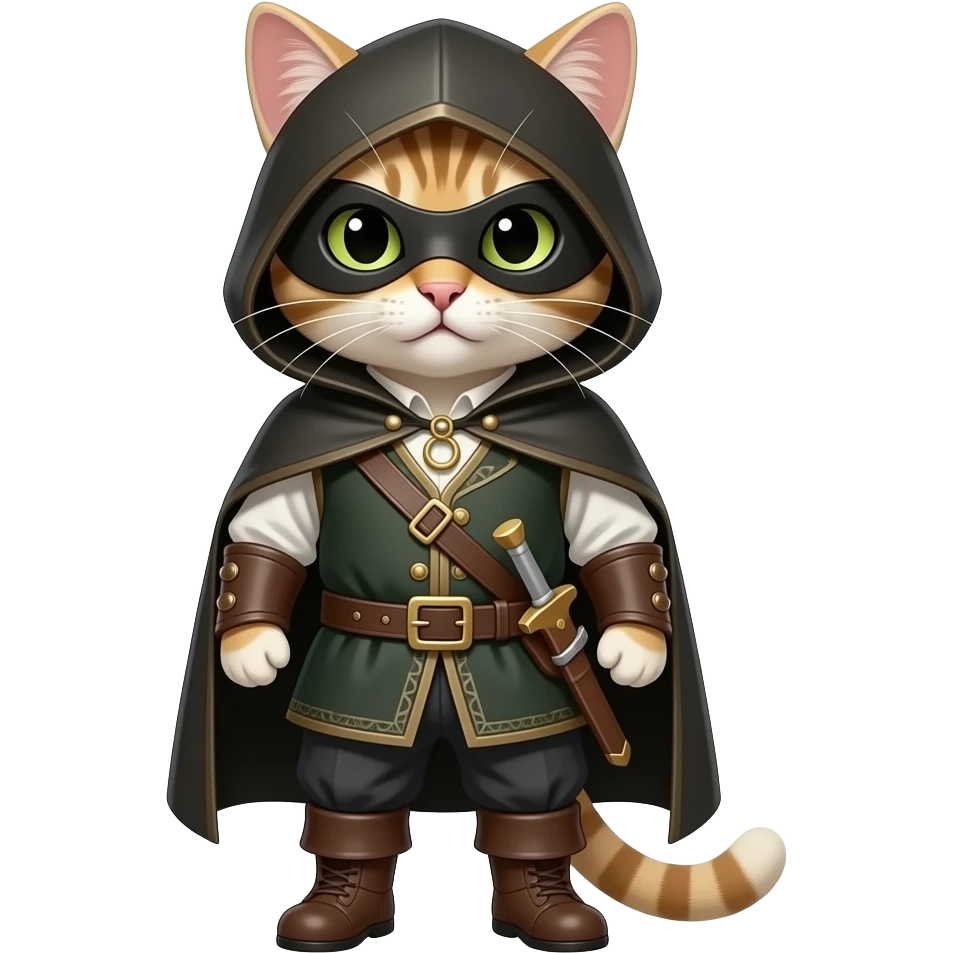 A cat dressed in medieval thief outfit emoji