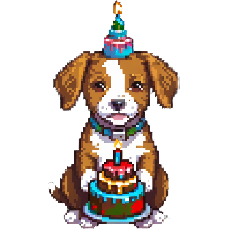 dog with birthday cake emoji