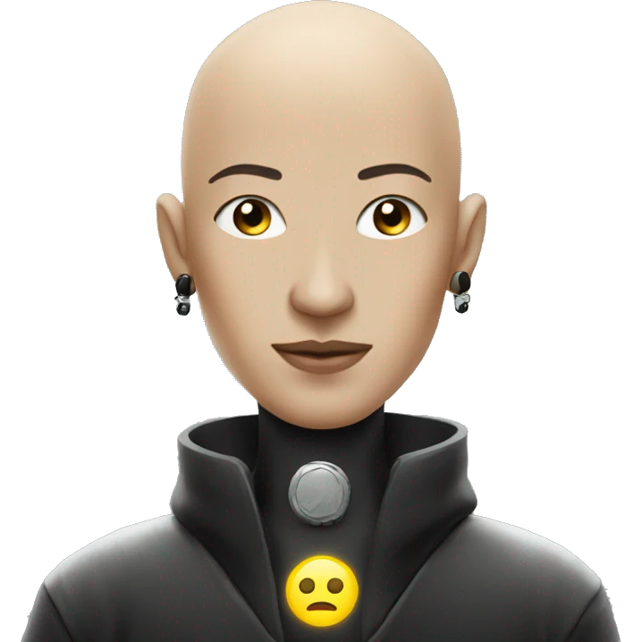 bald futuristic zen with black earrings emoji