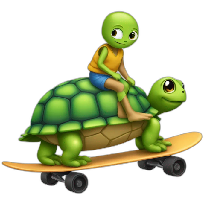Turte riding a scateboard emoji