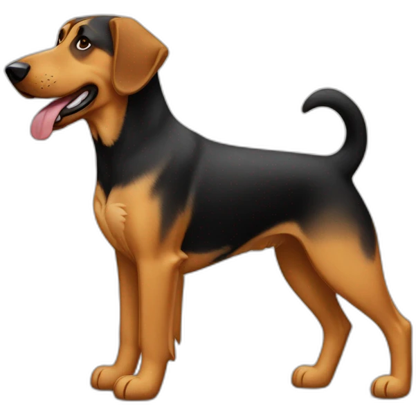 coonhound and German shepherd mix dog walking emoji