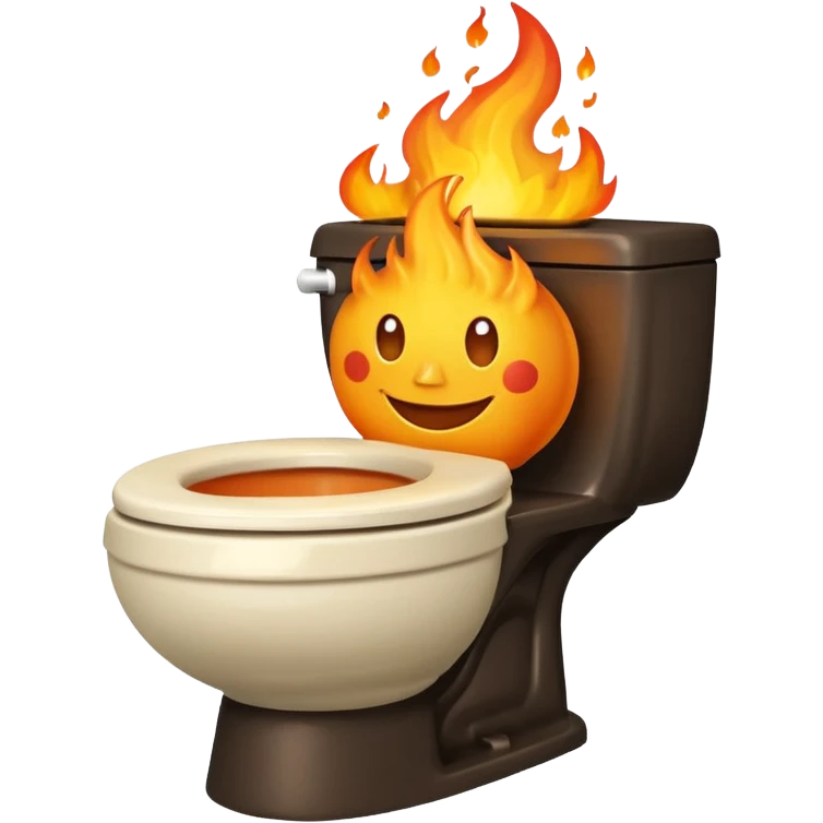 A smiling toilet with fire coming from its bowl emoji