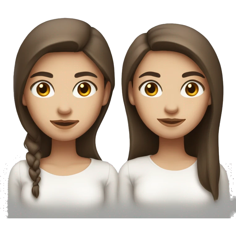 white skin girl with straight long brown hair and brown eyes with a white shirt on emoji