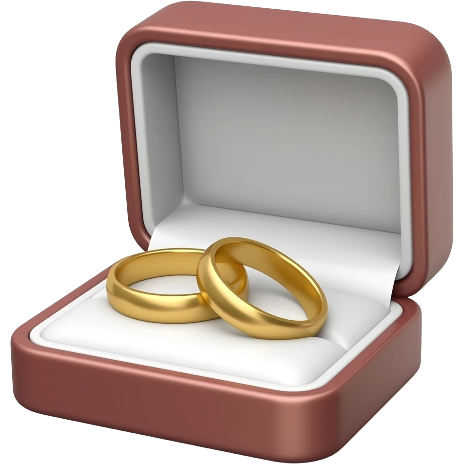 Gold Wedding bands in ring holder box emoji