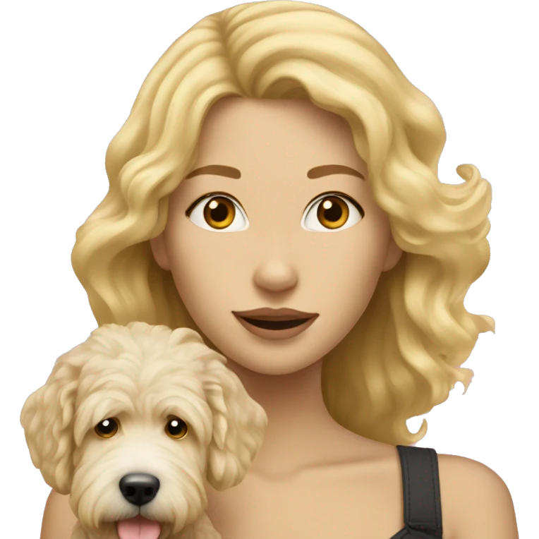 Blonde girl with golden doodle emoji