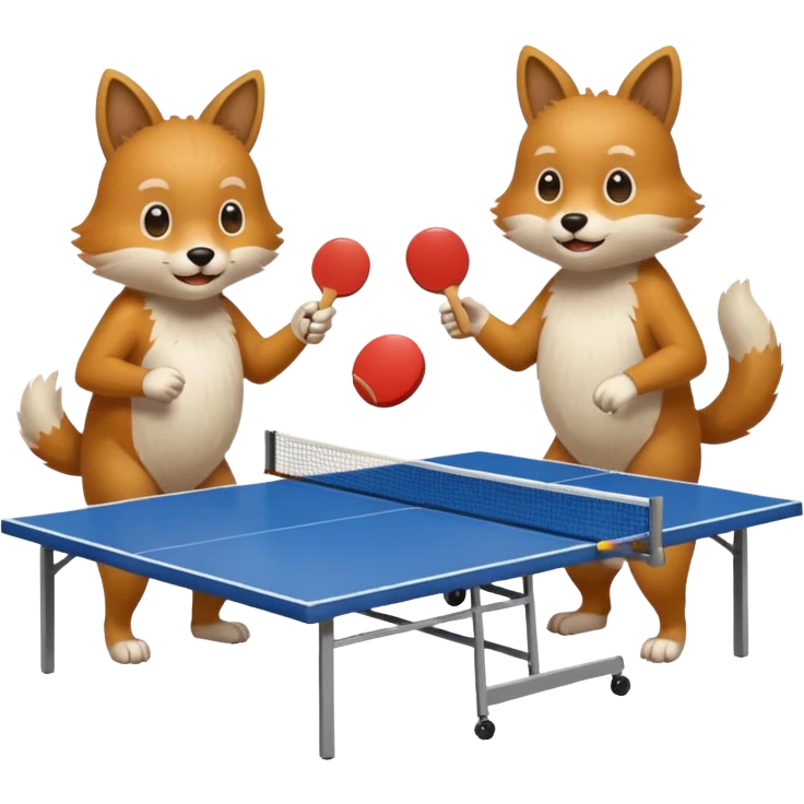 deux animaux qui jouent au ping pong emoji