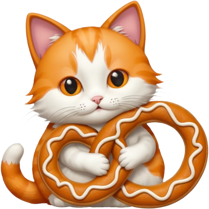 Hugging cat with pretzel emoji