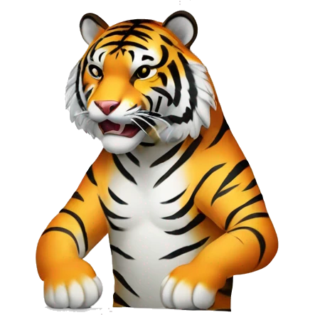 a standing tiger in human pose operating a plotter emoji