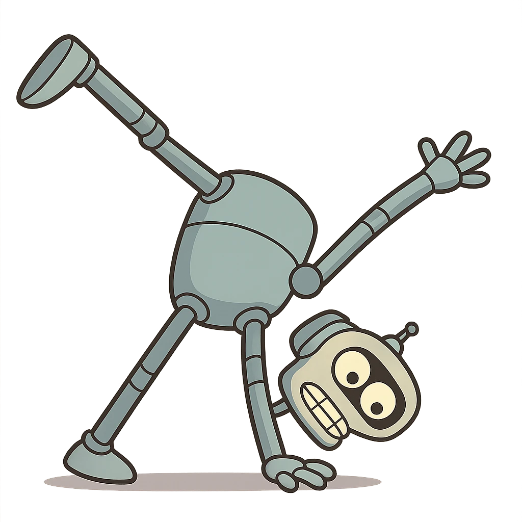 robot doing a cartwheel emoji